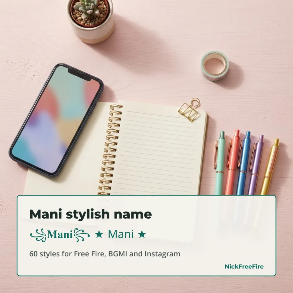 Mani stylish name for Free Fire, BGMI and Instagram