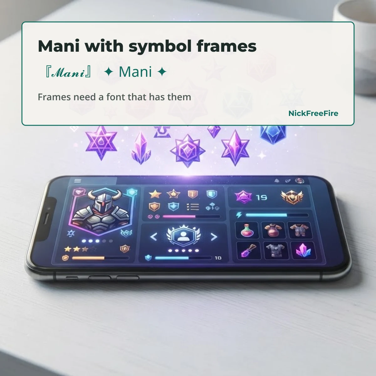 Mani stylish name with symbol frames for Free Fire